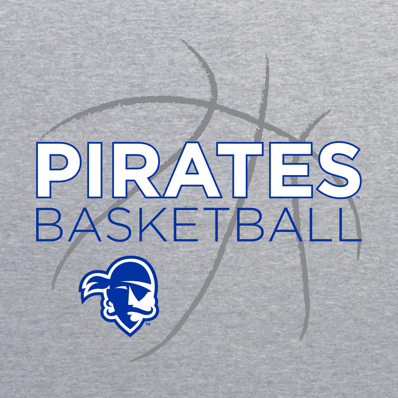 Seton Hall University Pirates Basketball Sketch Basic Cotton Short Sleeve T Shirt - Sport Grey