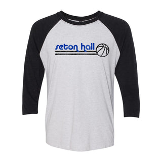 Seton Hall University Pirates Basketball Bubble Next Level Raglan T Shirt - Heather White/Vintage Black