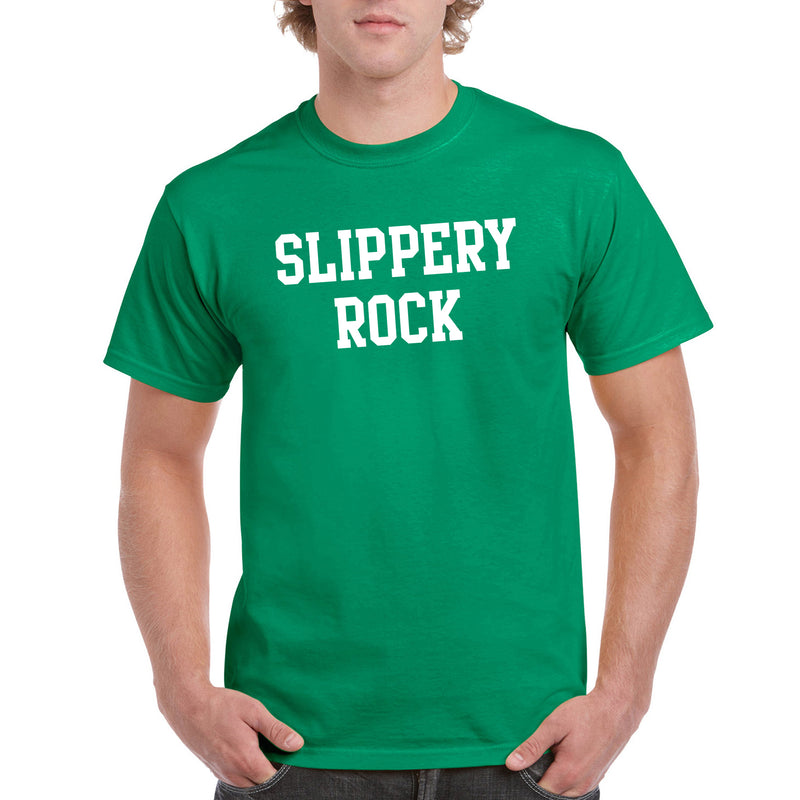 Slippery Rock University The Rock Basic Block Short Sleeve T Shirt - Kelly Green