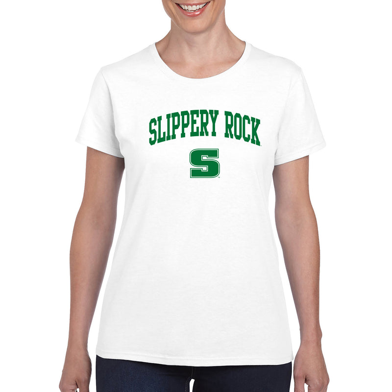 Slippery Rock University The Rock Arch Short Sleeve Womens T Shirt - White