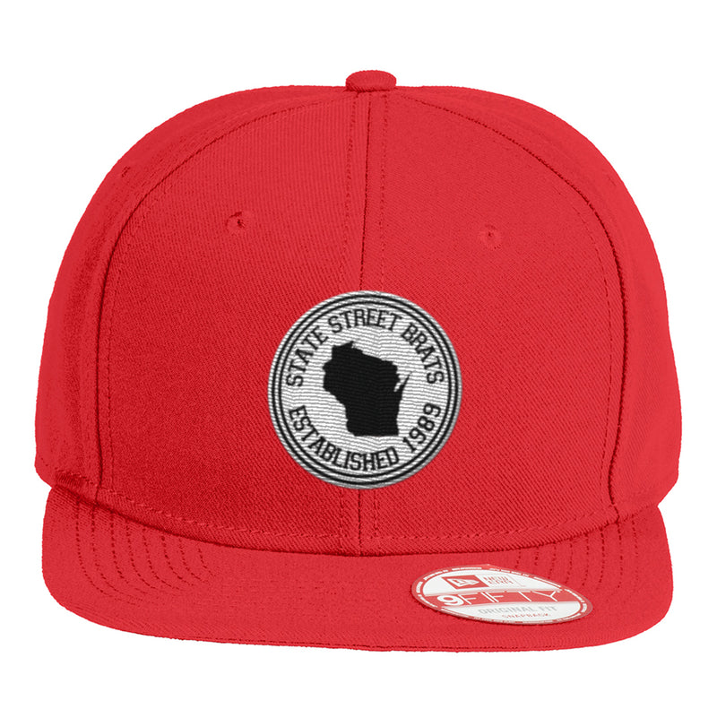 State Street Brats Circle Logo Original Fit Flat Bill Snapback Cap - Scarlet
