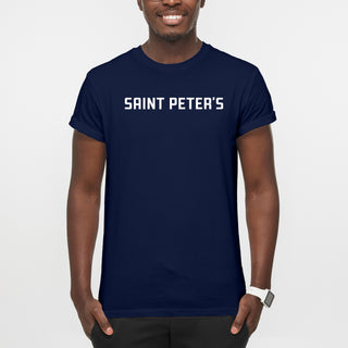 Saint Peter's University Peacocks Basic Block Short Sleeve T Shirt - Navy