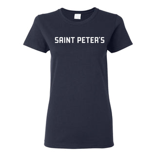 Saint Peter's Peacocks Basic Block Womens Short Sleeve T Shirt - Navy