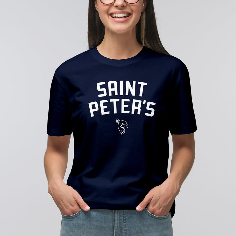 St Peter's University Peacocks Arch Logo Short Sleeve T-Shirt - Navy