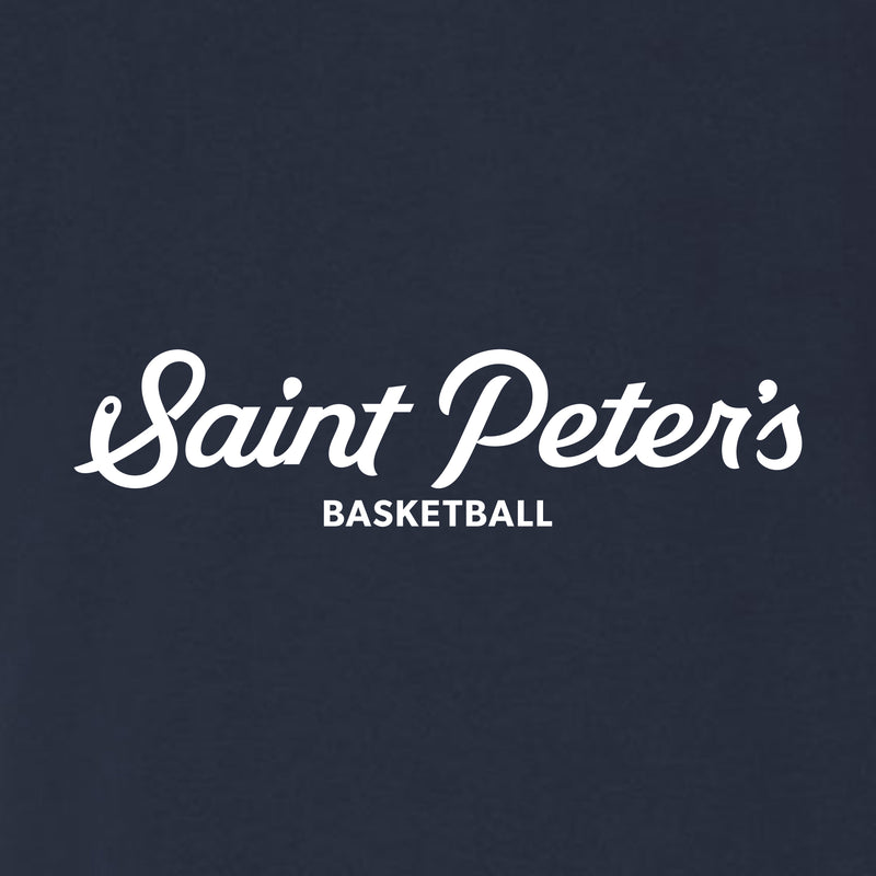 Saint Peter's University Peacocks Basketball Script Canvas Triblend Short Sleeve T Shirt - Solid Navy