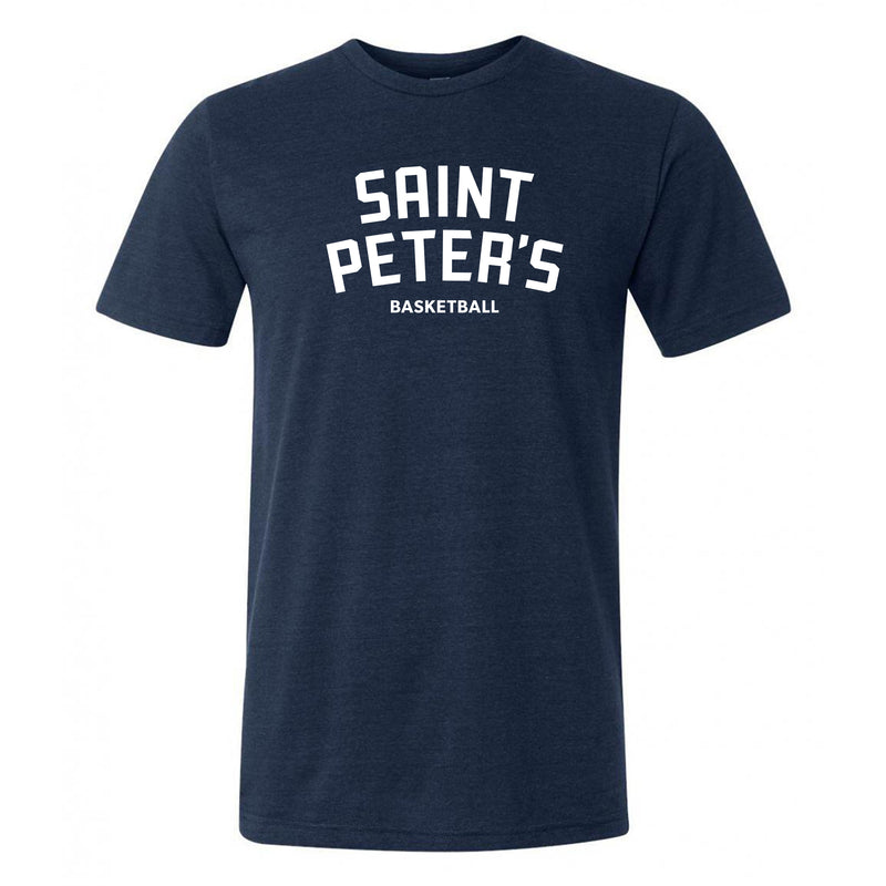 St Peter's University Peacocks Block Basketball Lockup Triblend T-Shirt - Solid Navy
