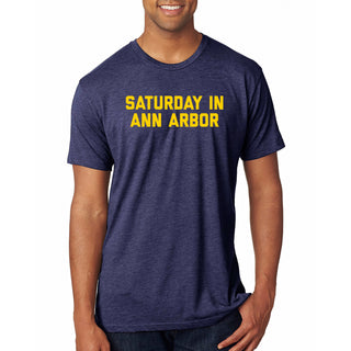 Saturday in Ann Arbor Michigan Triblend T Shirt - Vintage Navy