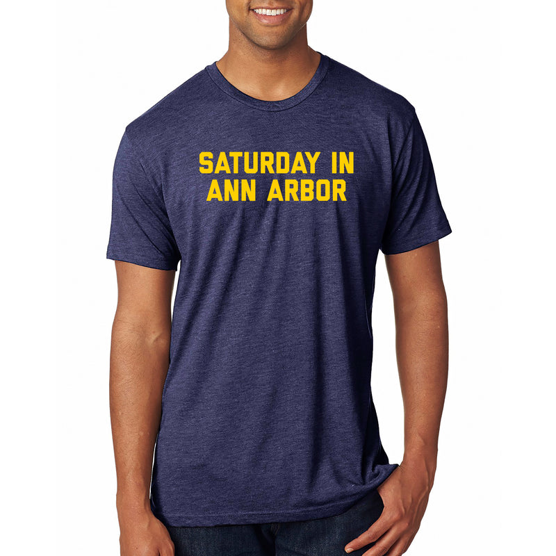 Saturday in Ann Arbor Michigan Next Level Triblend Short Sleeve T Shirt - Vintage Navy