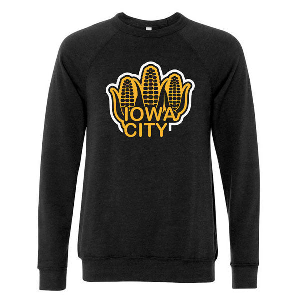 Iowa City Corn Bella Sponge Fleece Sweatshirt- Black