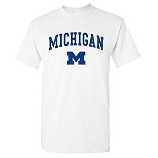 Arch Logo University of Michigan Basic Cotton Short Sleeve T Shirt - White