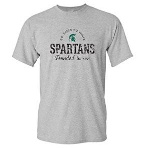 Michigan State University Spartans Established Arch Short Sleeve T Shirt - Sport Grey