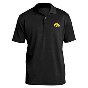 University of Iowa Hawkeye Logo Left Chest RacerMesh Polo - Black