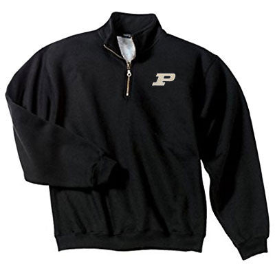 Purdue University Boilermakers Block P Embroidered Quarter-Zip Sweatshirt - Black