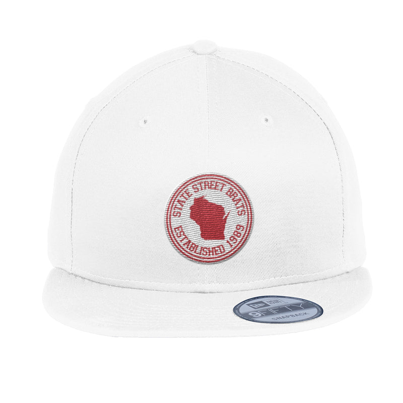 State Street Brats Circle Logo Flatbill Adjustable Hat - White