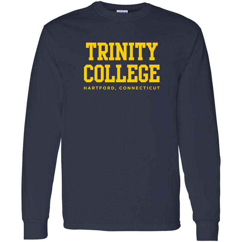 Trinity College Bantams Basic Block Cotton Long Sleeve T Shirt - Navy