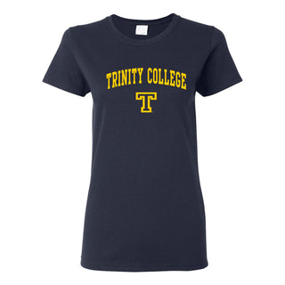 Trinity College Bantams Arch Logo Basic Cotton Womens Short Sleeve T Shirt - Navy