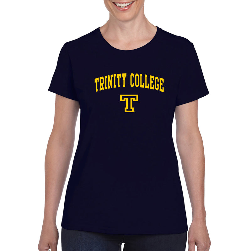 Trinity College Bantams Arch Logo Basic Cotton Womens Short Sleeve T Shirt - Navy