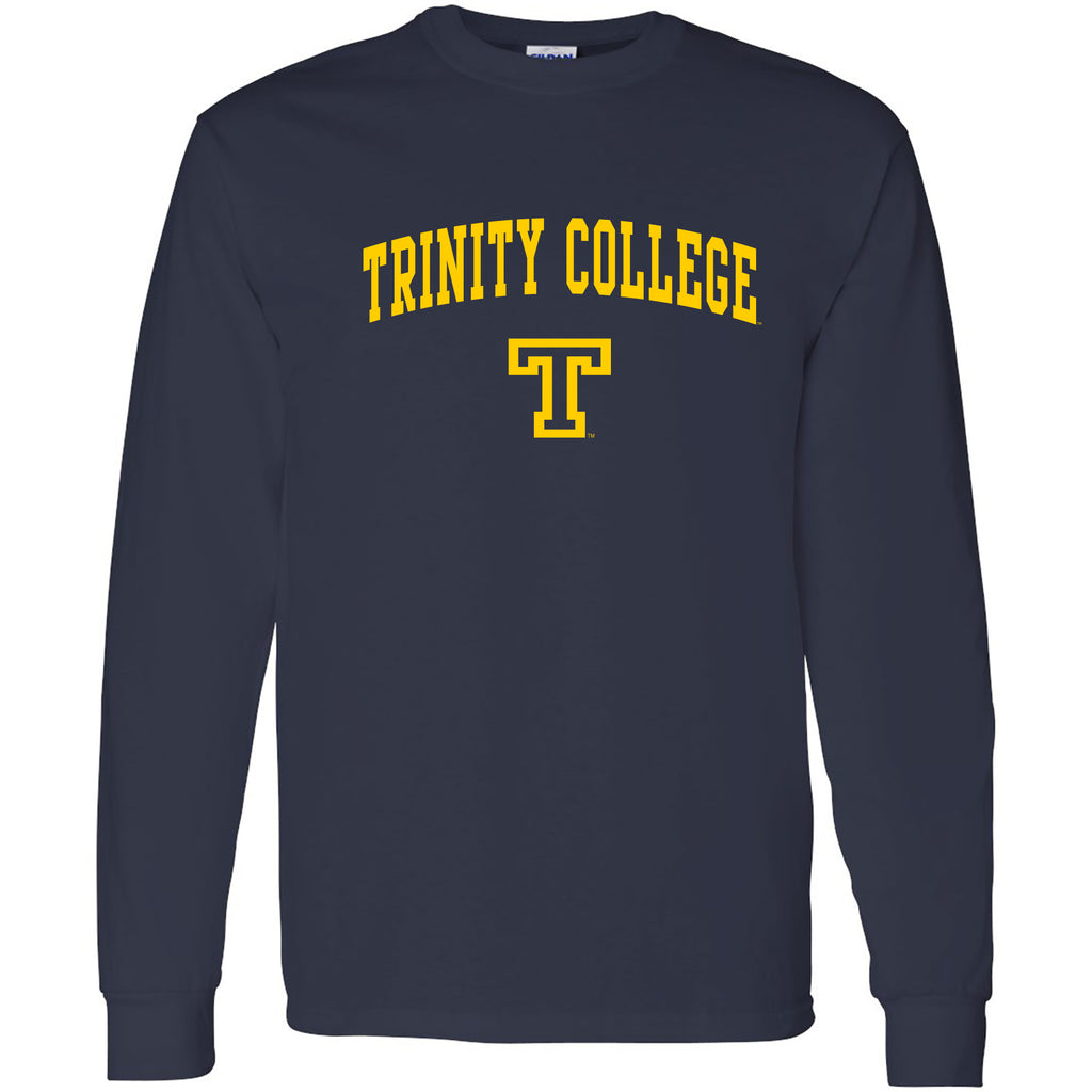 Trinity College Bantams Arch Logo Basic Cotton Long Sleeve T Shirt - N ...