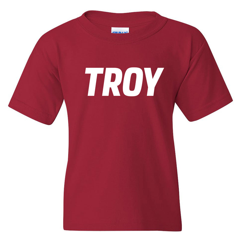 Troy University Trojans Basic Block Cotton Youth T-Shirt - Cardinal