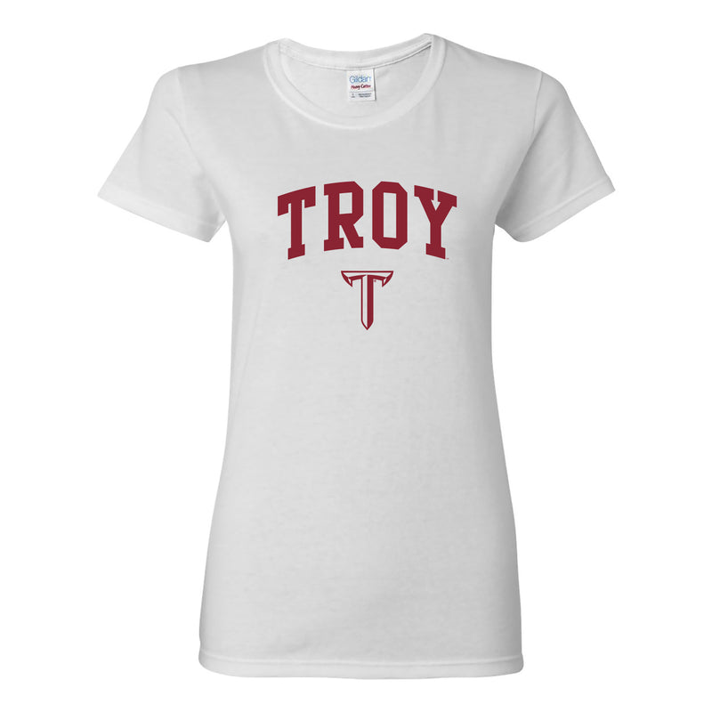 Troy University Trojans Arch Logo Womens Cotton T-Shirt - White
