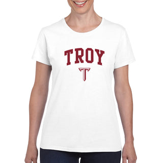 Troy University Trojans Arch Logo Womens Cotton T-Shirt - White