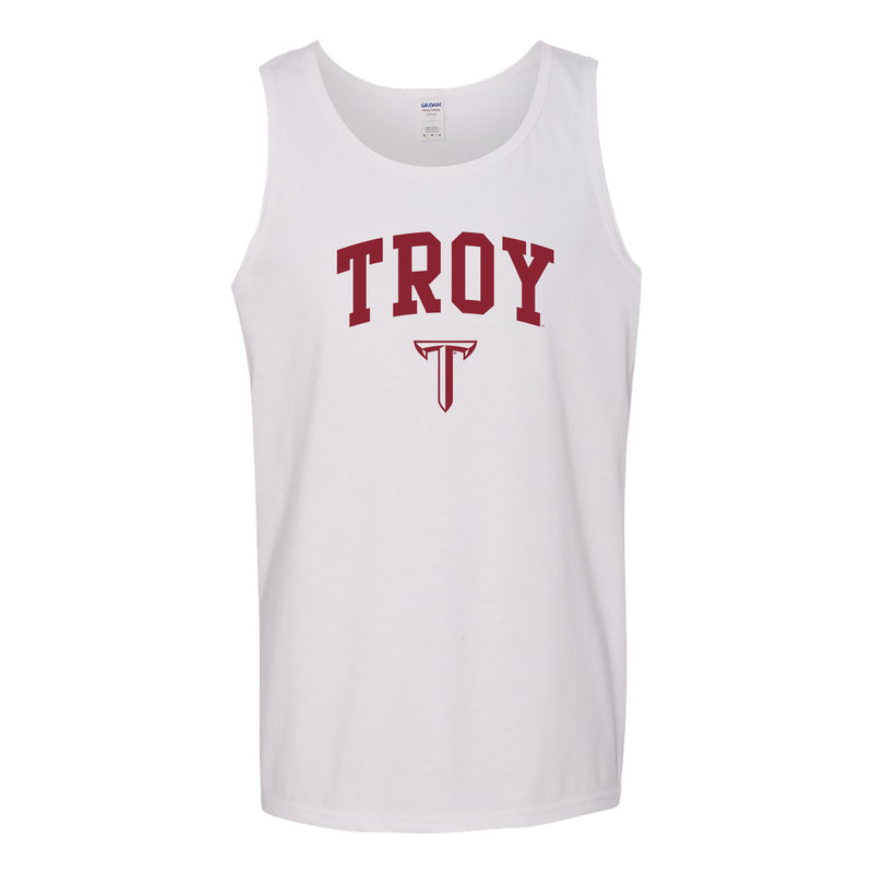 Troy University Trojans Arch Logo Cotton Tank Top - White