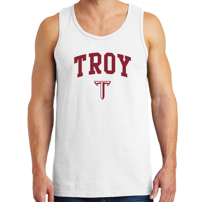 Troy University Trojans Arch Logo Cotton Tank Top - White