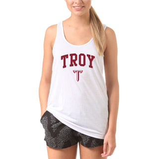 Troy University Trojans Arch Logo Cotton Tank Top - White