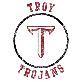 Troy University Trojans Distressed Circle Logo Cotton T-Shirt - White