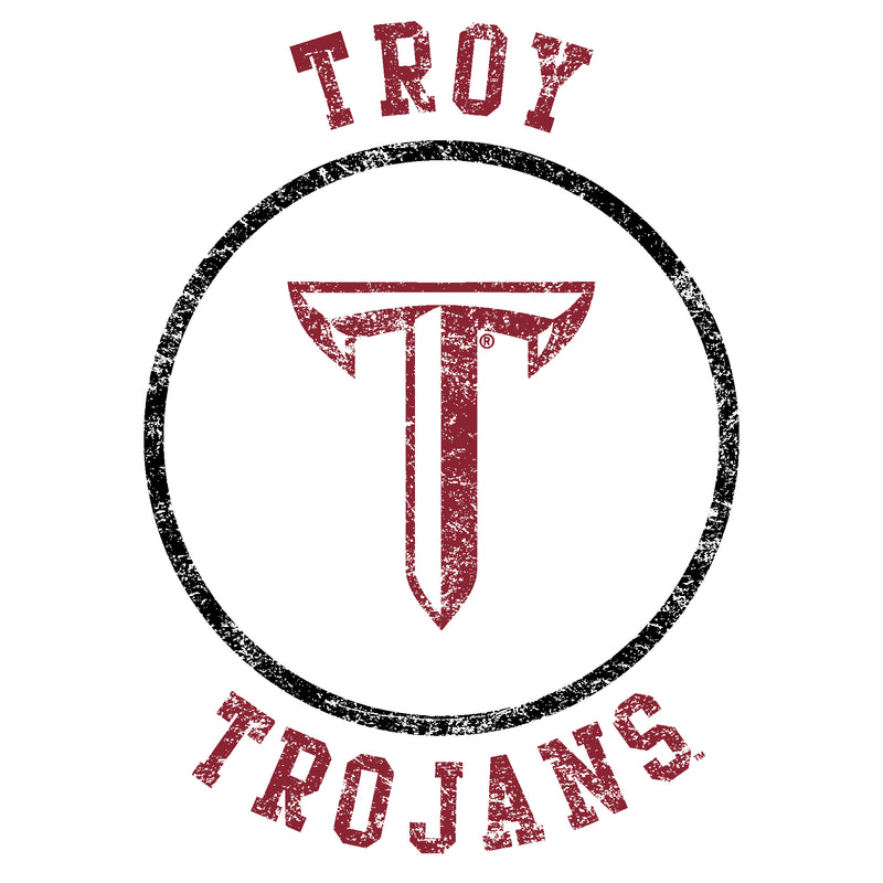 Troy University Trojans Distressed Circle Logo Womens Cotton T-Shirt - White