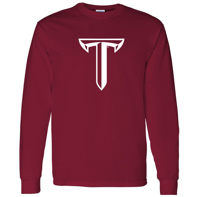 Troy University Trojans Primary Logo Cotton Long Sleeve T-Shirt - Cardinal
