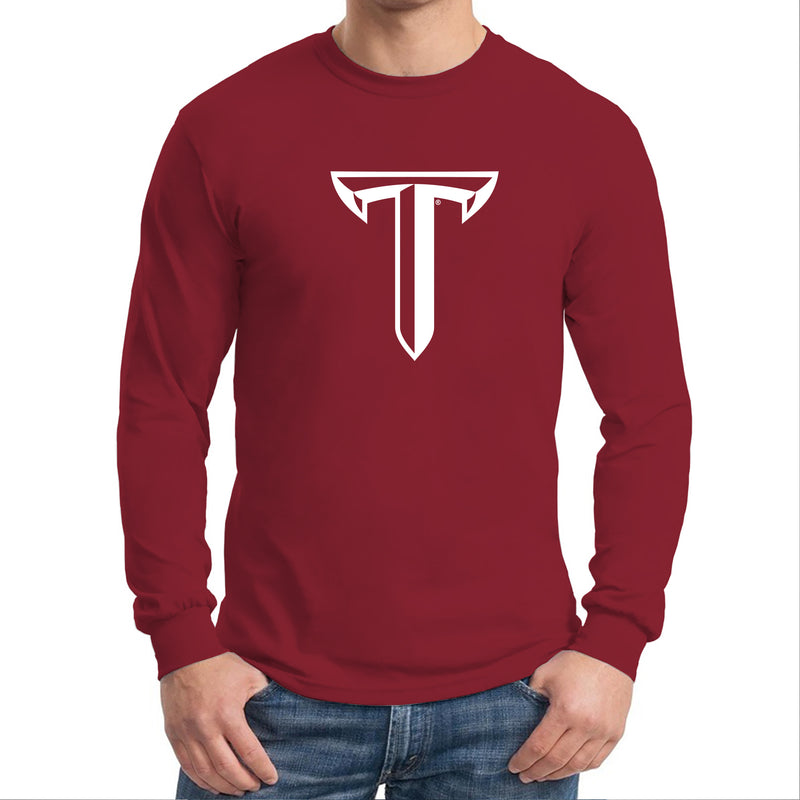 Troy University Trojans Primary Logo Cotton Long Sleeve T-Shirt - Cardinal
