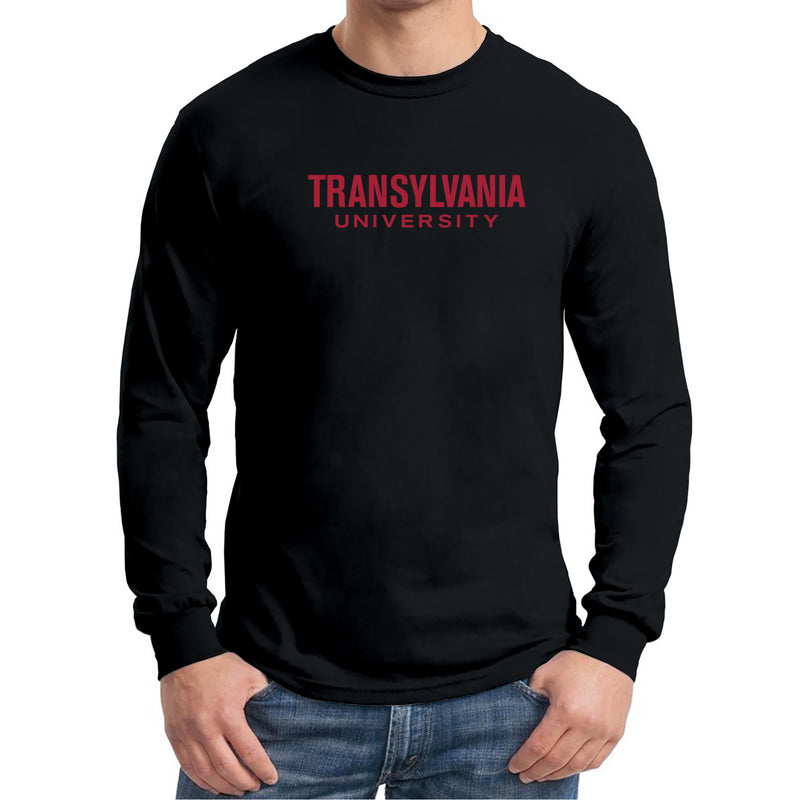 Transylvania University Pioneers Basic Block Long Sleeve T Shirt - Black