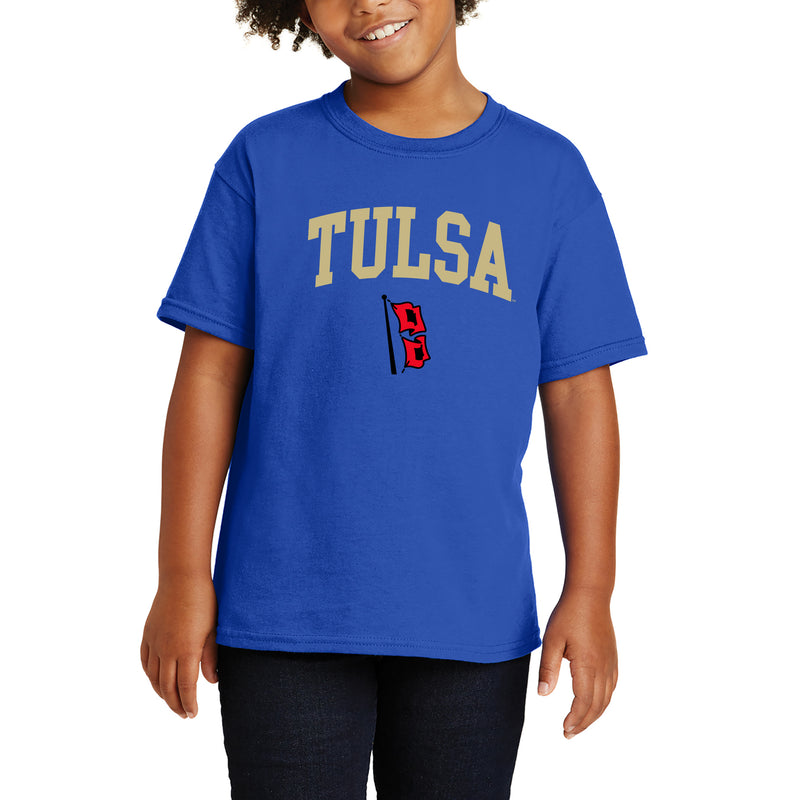 University of Tulsa Golden Hurricanes Arch Logo Cotton Youth T-Shirt - Royal