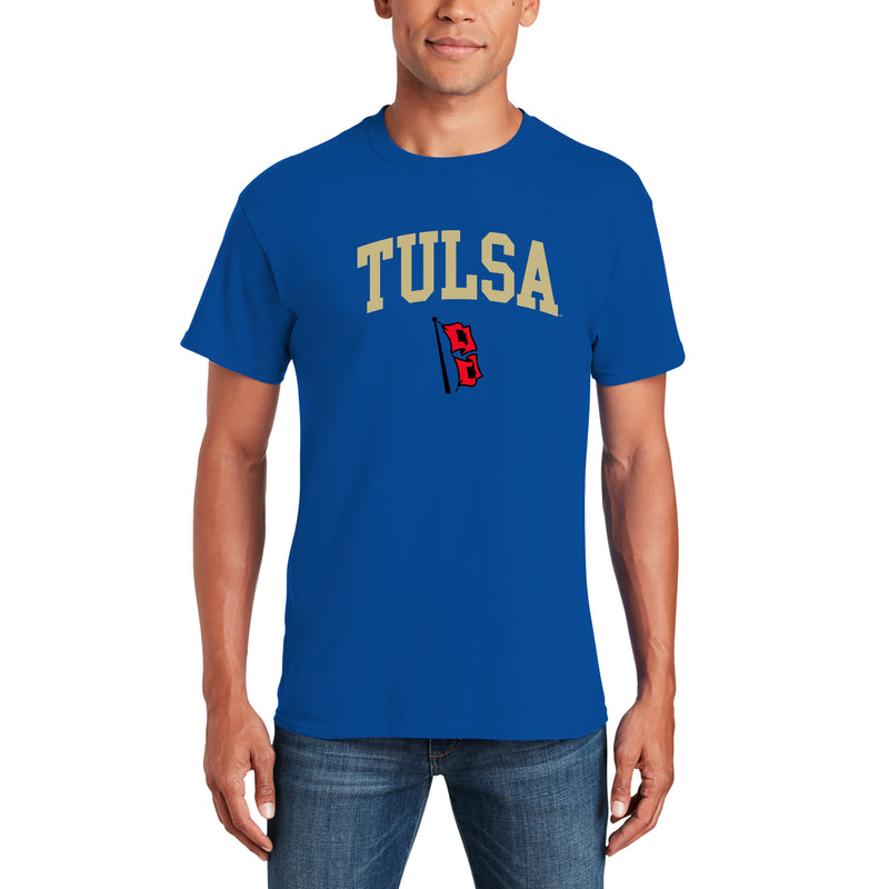 University of Tulsa Golden Hurricanes Arch Logo Cotton T-Shirt - Royal