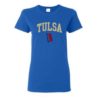 University of Tulsa Golden Hurricanes Arch Logo Cotton Womens T-Shirt - Royal