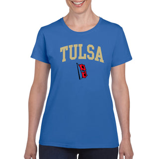 University of Tulsa Golden Hurricanes Arch Logo Cotton Womens T-Shirt - Royal