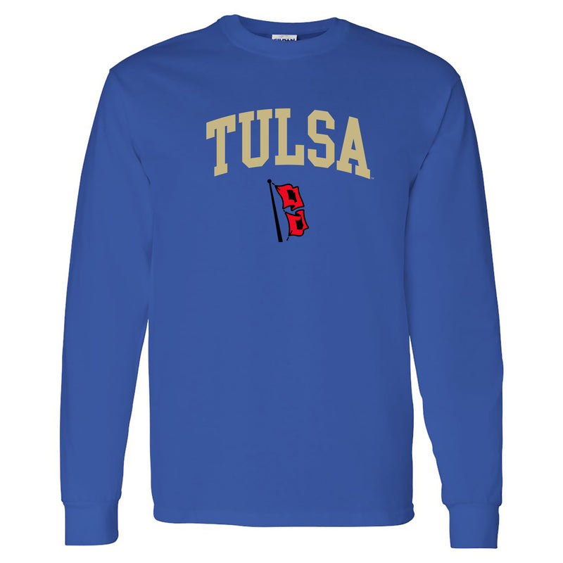 University of Tulsa Golden Hurricanes Arch Logo Cotton Long Sleeve T-Shirt - Royal