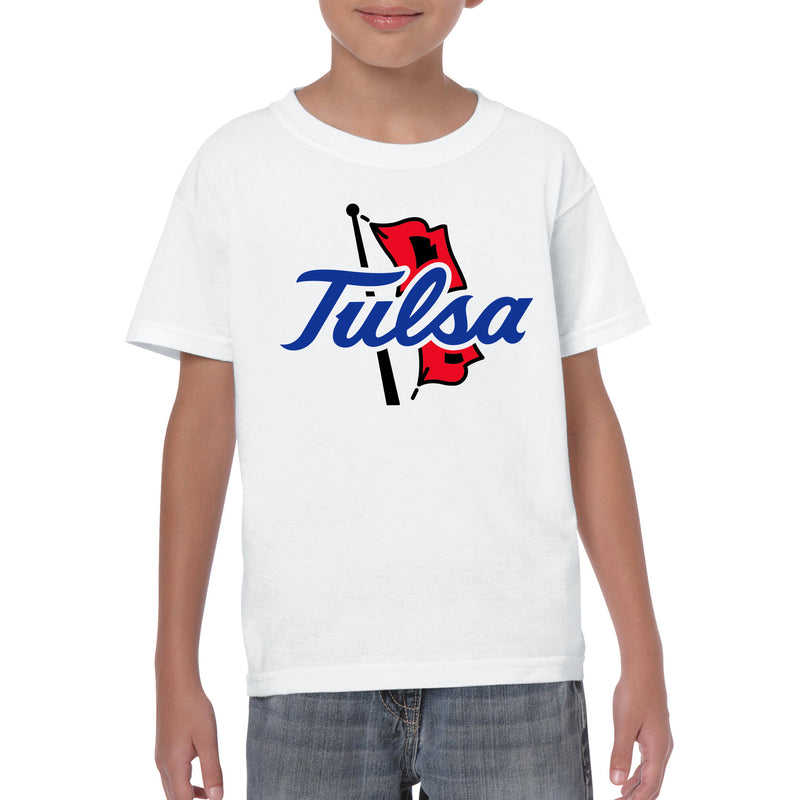University of Tulsa Golden Hurricanes Primary Logo Cotton Youth T-Shirt - White