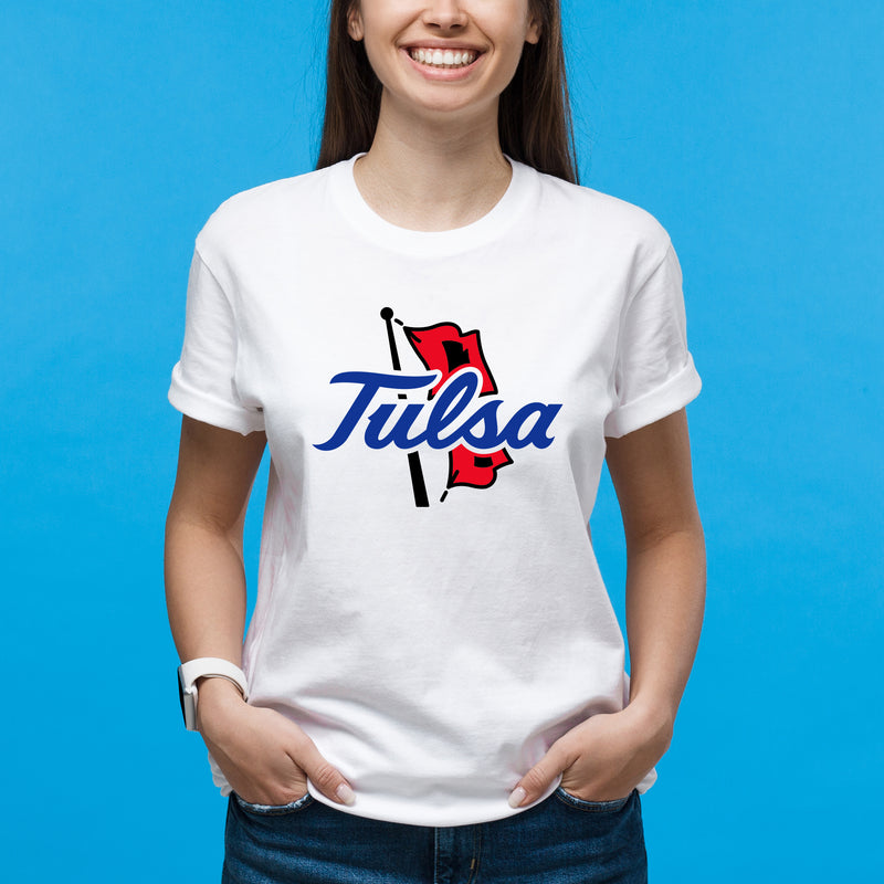 University of Tulsa Golden Hurricanes Primary Logo Cotton T-Shirt - White