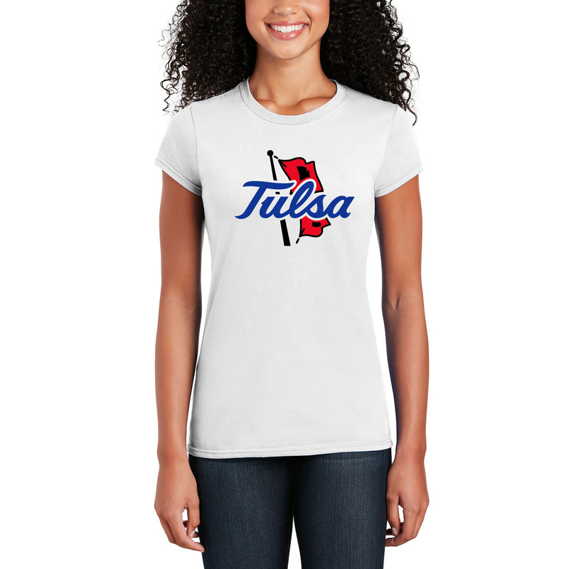 University of Tulsa Golden Hurricanes Primary Logo Cotton Womens T-Shirt - White