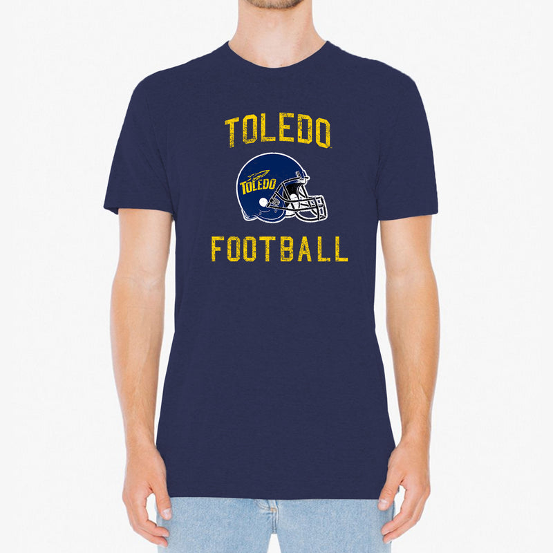 University of Toledo Rockets Faded Football Helmet Next Level Short Sleeve T-Shirt - Vintage Navy