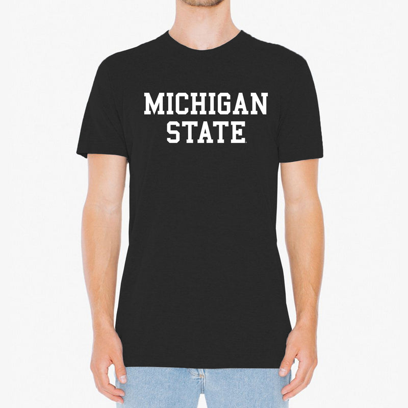 Michigan State University Spartans Basic Block Next Level Apparel Short Sleeve T Shirt - Vintage Black