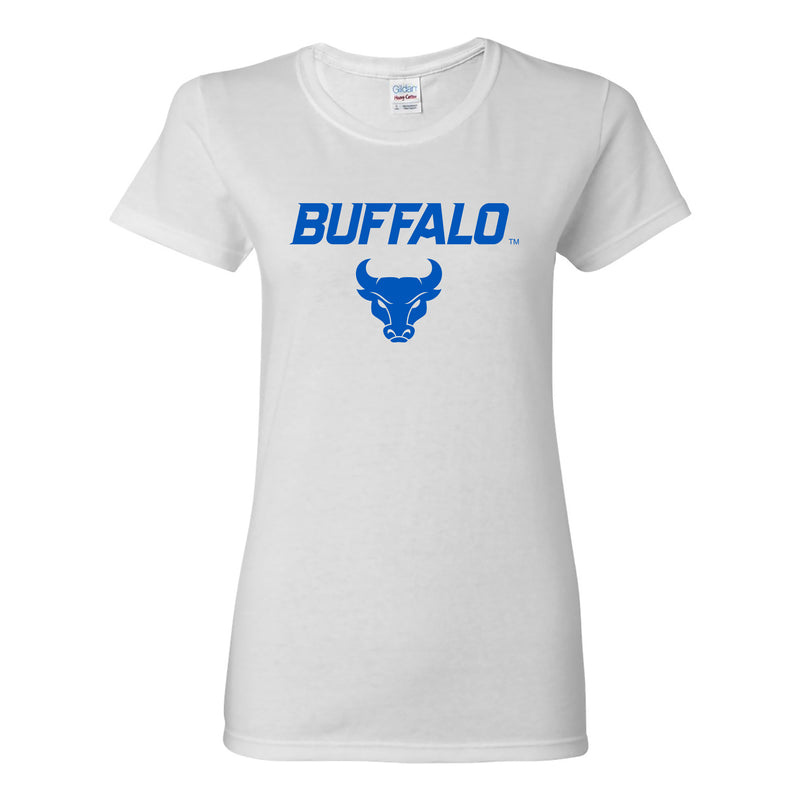 University at Buffalo Primary Logo Womens Short Sleeve T Shirt - White