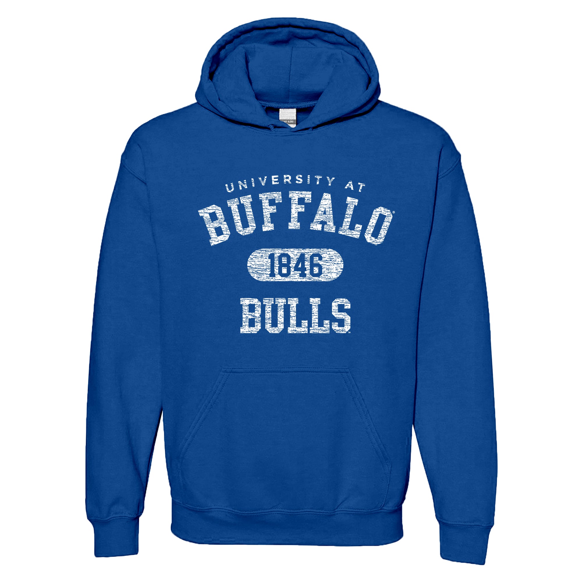 university at buffalo gear University at Buffalo Bulls Athletic Arch Heavy Blend Hoodie in Blue | Size: Medium