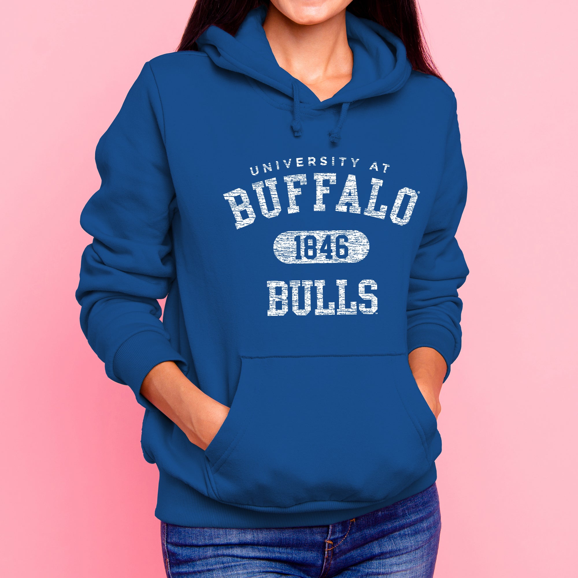 University at Buffalo Bulls Athletic Arch Heavy Blend Hoodie in Blue | Size: Medium