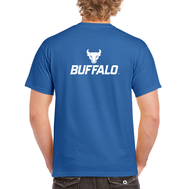 University at Buffalo Bulls Front Back Print Short Sleeve T Shirt - Royal