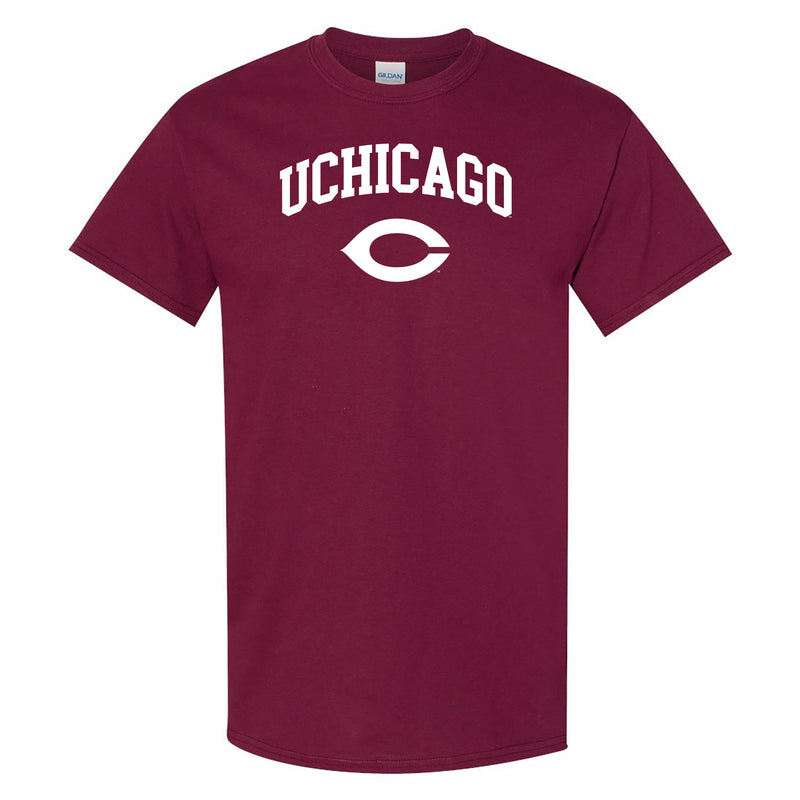 University of Chicago Maroons Arch Logo Short Sleeve T Shirt - Maroon