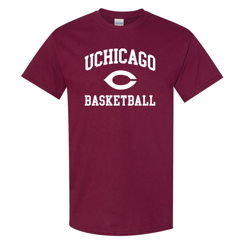 University of Chicago Maroons Arch Logo Basketball Short Sleeve T Shirt - Maroon