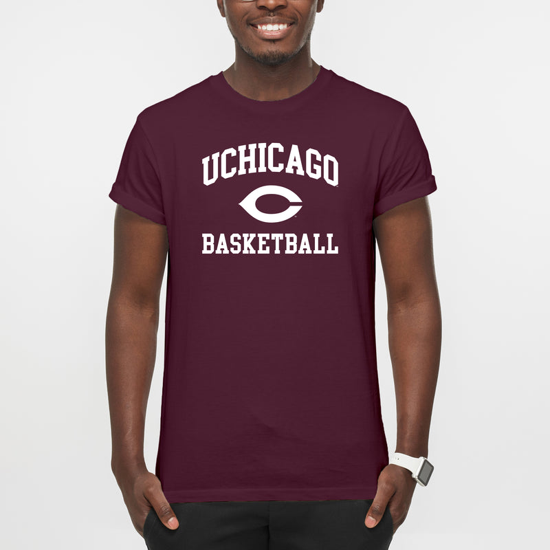 University of Chicago Maroons Arch Logo Basketball Short Sleeve T Shirt - Maroon